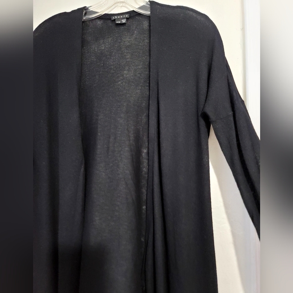 Theory Black Vesta Cotton Cashmere Fringe Trim Lightweight Cardigan Size XS - Picture 7 of 15